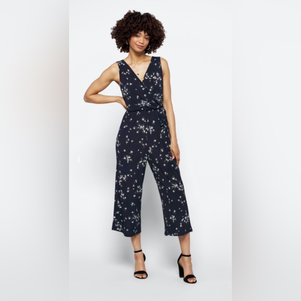 Kaileigh Knit Cropped Jumpsuit, Navy, Size Small, NWT